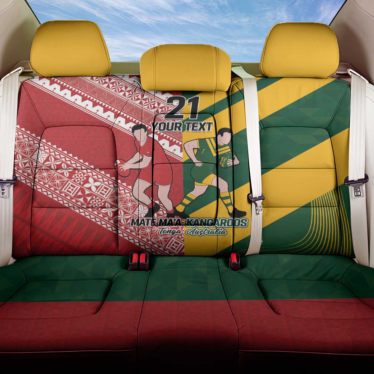 Australia-Tonga Rugby Pacific Custom Back Car Seat Cover The Kangaroos and Mate Ma'a Tonga