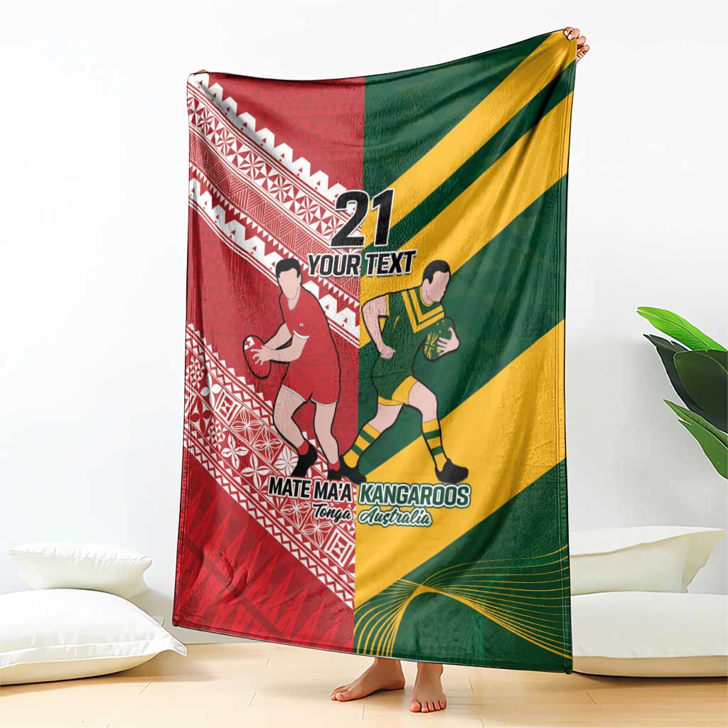 Australia-Tonga Rugby Pacific Custom Blanket The Kangaroos and Mate Ma'a Tonga