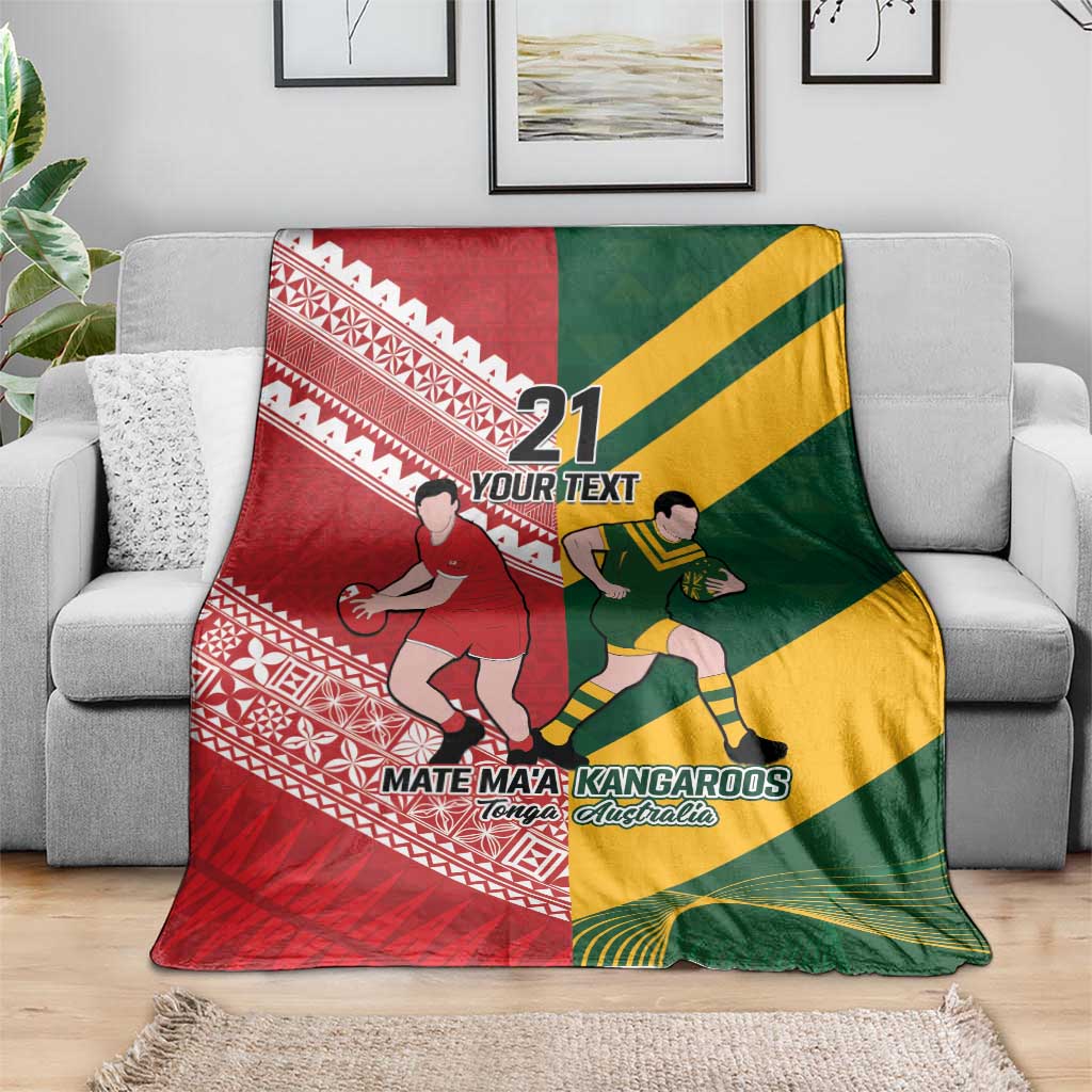 Australia-Tonga Rugby Pacific Custom Blanket The Kangaroos and Mate Ma'a Tonga