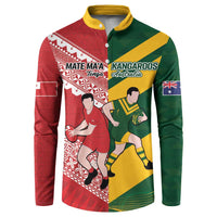 Australia-Tonga Rugby Pacific Custom Button Sweatshirt The Kangaroos and Mate Ma'a Tonga