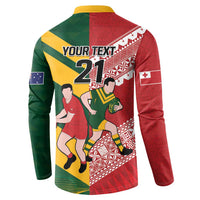 Australia-Tonga Rugby Pacific Custom Button Sweatshirt The Kangaroos and Mate Ma'a Tonga