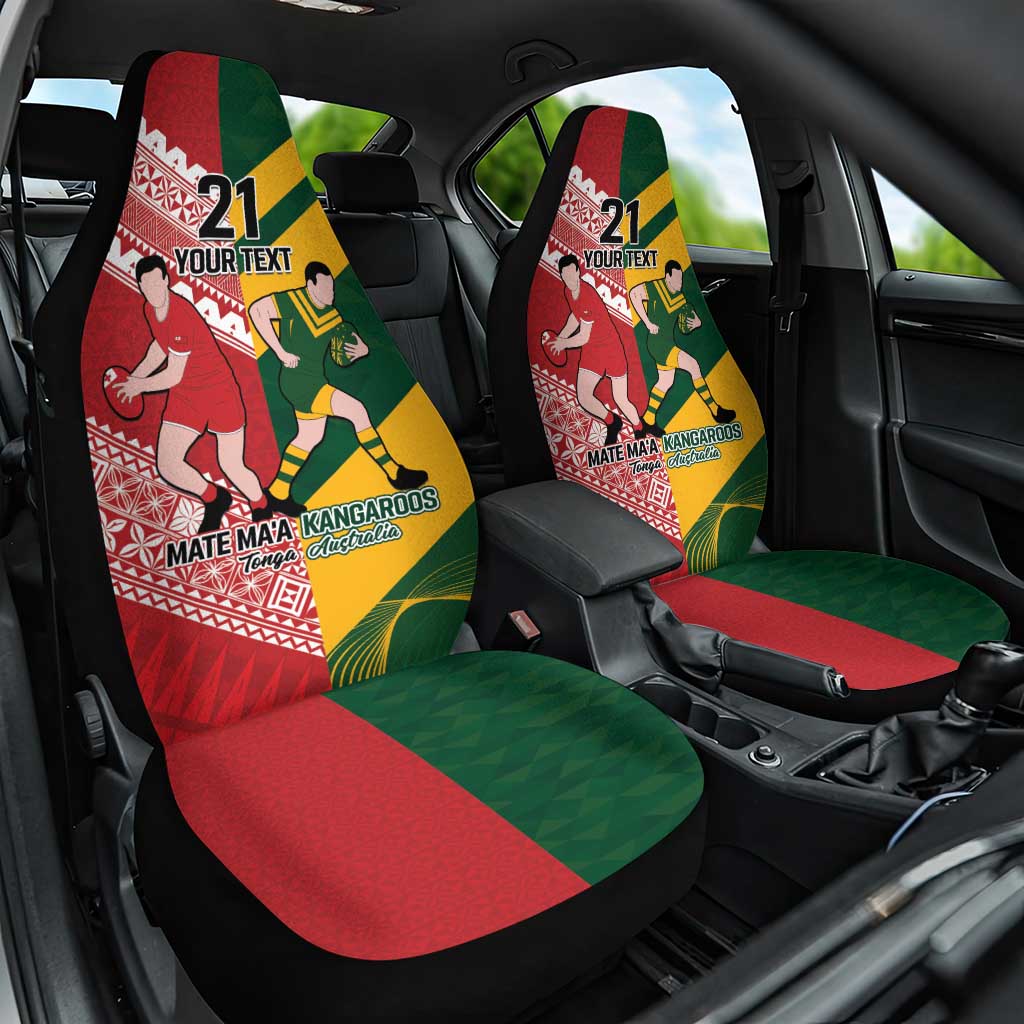 Australia-Tonga Rugby Pacific Custom Car Seat Cover The Kangaroos and Mate Ma'a Tonga