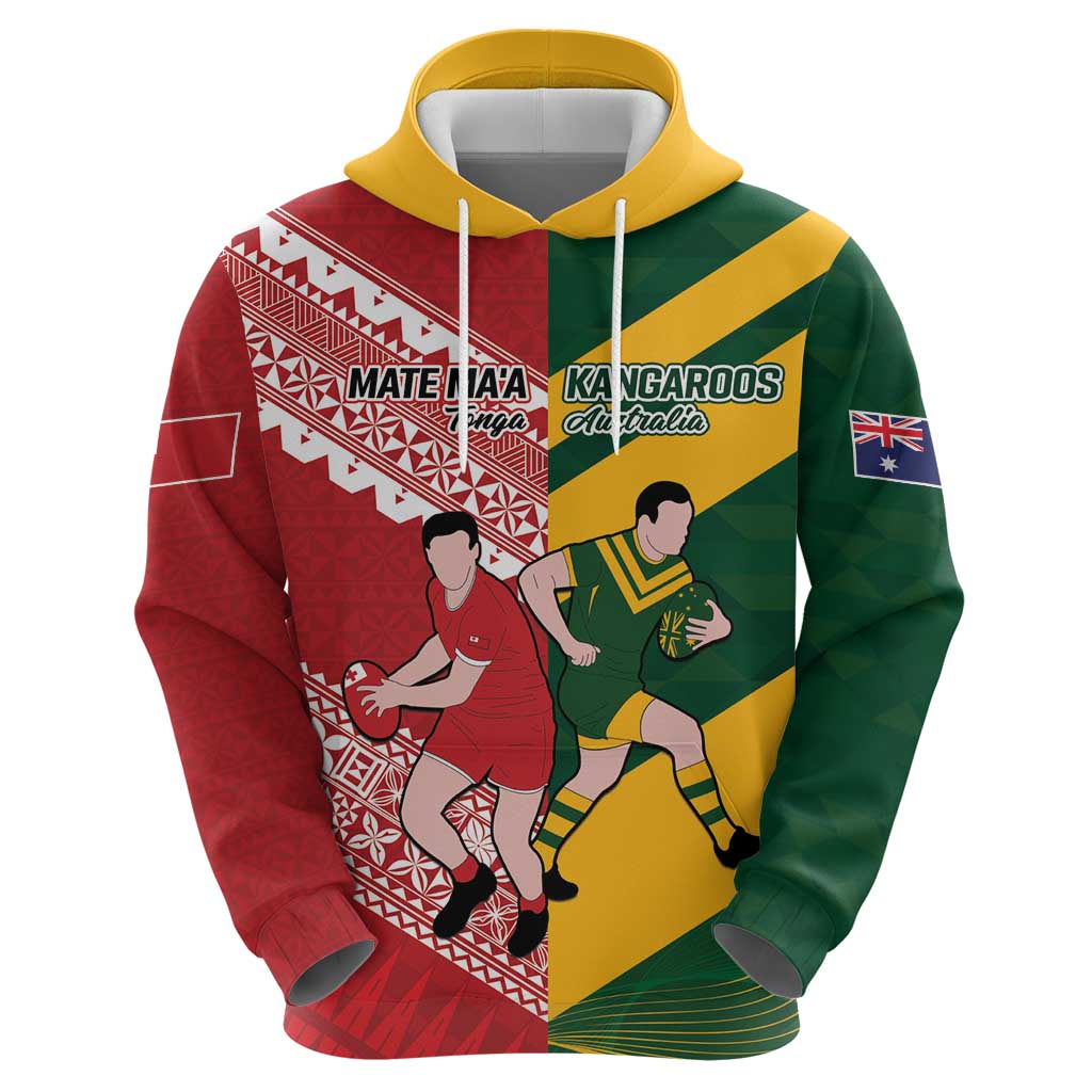 Australia-Tonga Rugby Pacific Custom Hoodie The Kangaroos and Mate Ma'a Tonga LT9 - Polynesian Pride