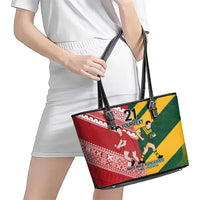 Australia-Tonga Rugby Pacific Custom Leather Tote Bag The Kangaroos and Mate Ma'a Tonga LT9 - Polynesian Pride