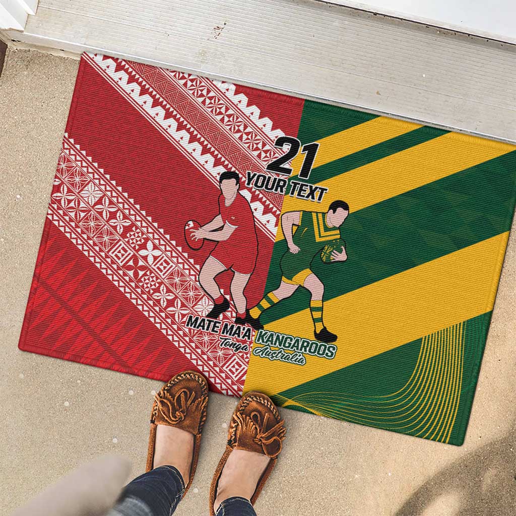 Australia-Tonga Rugby Pacific Custom Rubber Doormat The Kangaroos and Mate Ma'a Tonga