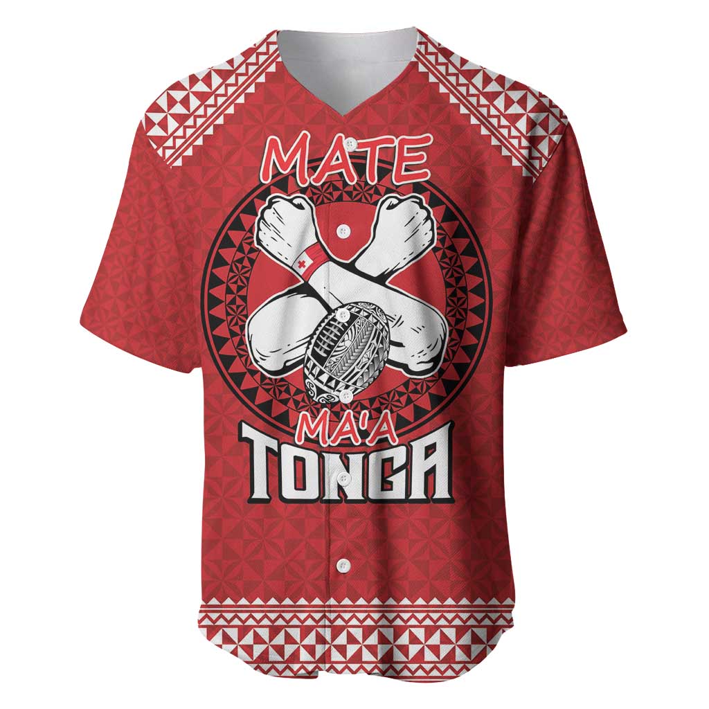 Tonga Rugby XIII Custom Baseball Jersey Mate Ma'a Tonga with Ngatu Pattern