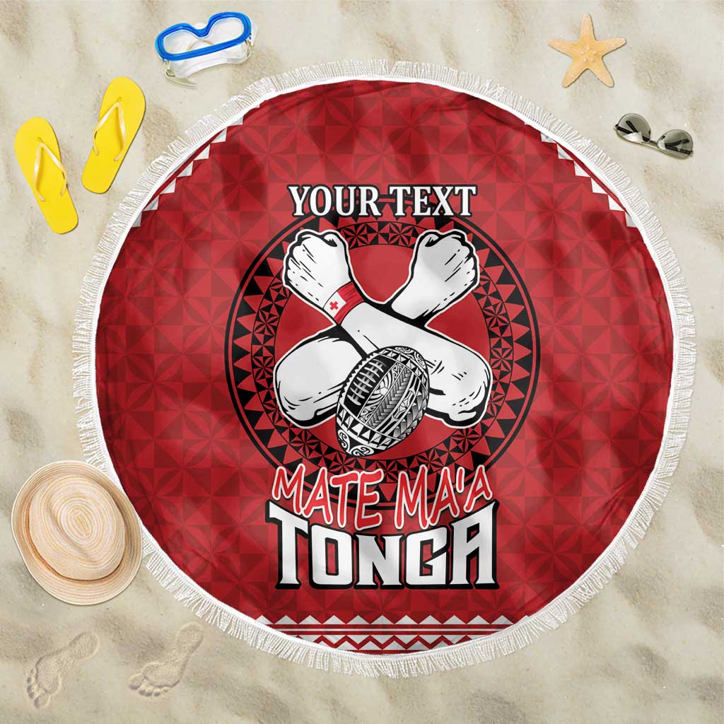 Tonga Rugby XIII Custom Beach Blanket Mate Ma'a Tonga with Ngatu Pattern