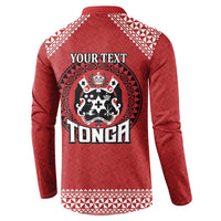 Tonga Rugby XIII Custom Button Sweatshirt Mate Ma'a Tonga with Ngatu Pattern