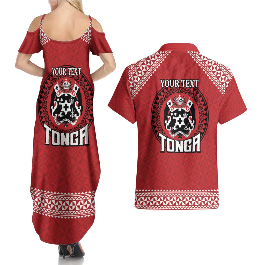 Tonga Rugby XIII Custom Couples Matching Summer Maxi Dress and Hawaiian Shirt Mate Ma'a Tonga with Ngatu Pattern