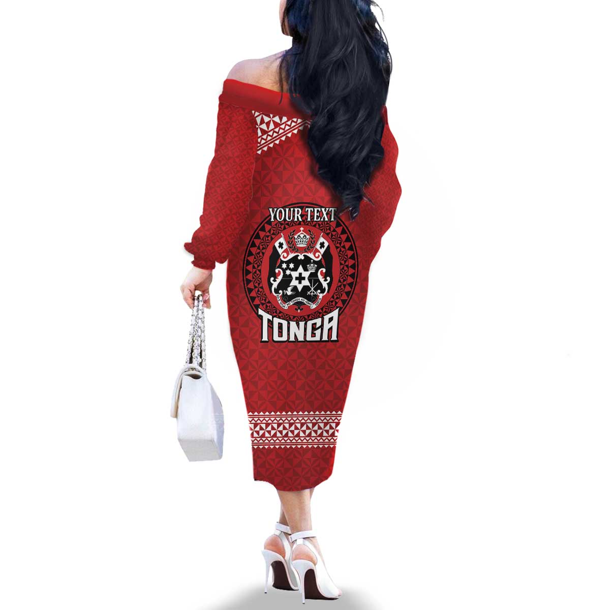 Tonga Rugby XIII Custom Family Matching Off The Shoulder Long Sleeve Dress and Hawaiian Shirt Mate Ma'a Tonga with Ngatu Pattern LT9 - Polynesian Pride