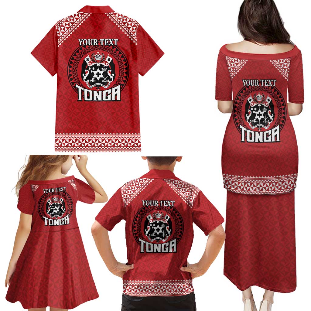 Tonga Rugby XIII Custom Family Matching Puletasi and Hawaiian Shirt Mate Ma'a Tonga with Ngatu Pattern LT9 - Polynesian Pride