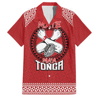 Tonga Rugby XIII Custom Family Matching Puletasi and Hawaiian Shirt Mate Ma'a Tonga with Ngatu Pattern LT9 Dad's Shirt - Short Sleeve Red - Polynesian Pride