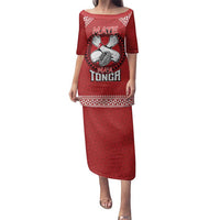Tonga Rugby XIII Custom Family Matching Puletasi and Hawaiian Shirt Mate Ma'a Tonga with Ngatu Pattern LT9 Mom's Dress Red - Polynesian Pride