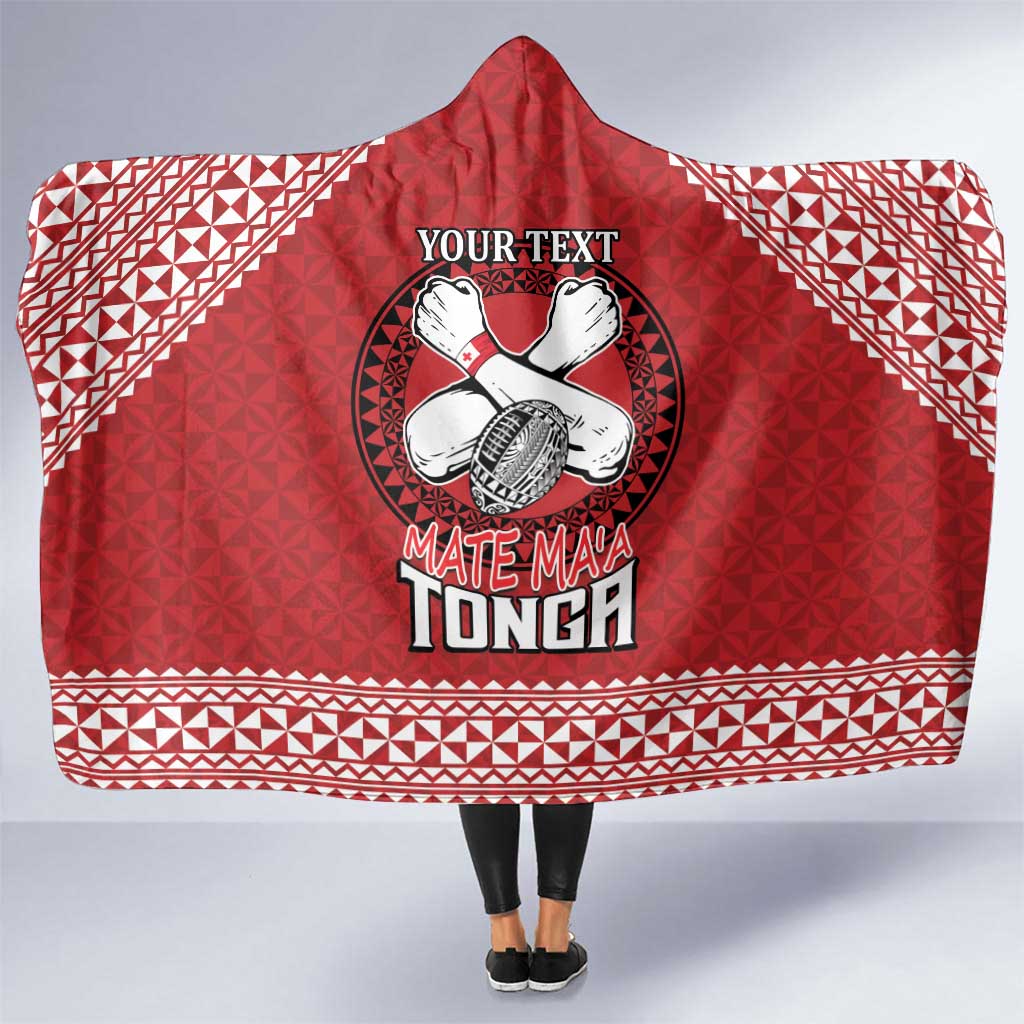 Tonga Rugby XIII Custom Hooded Blanket Mate Ma'a Tonga with Ngatu Pattern