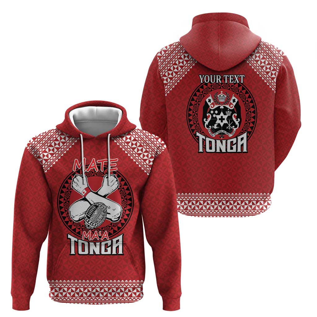 Tonga Rugby XIII Custom Hoodie Mate Ma'a Tonga with Ngatu Pattern LT9 - Polynesian Pride
