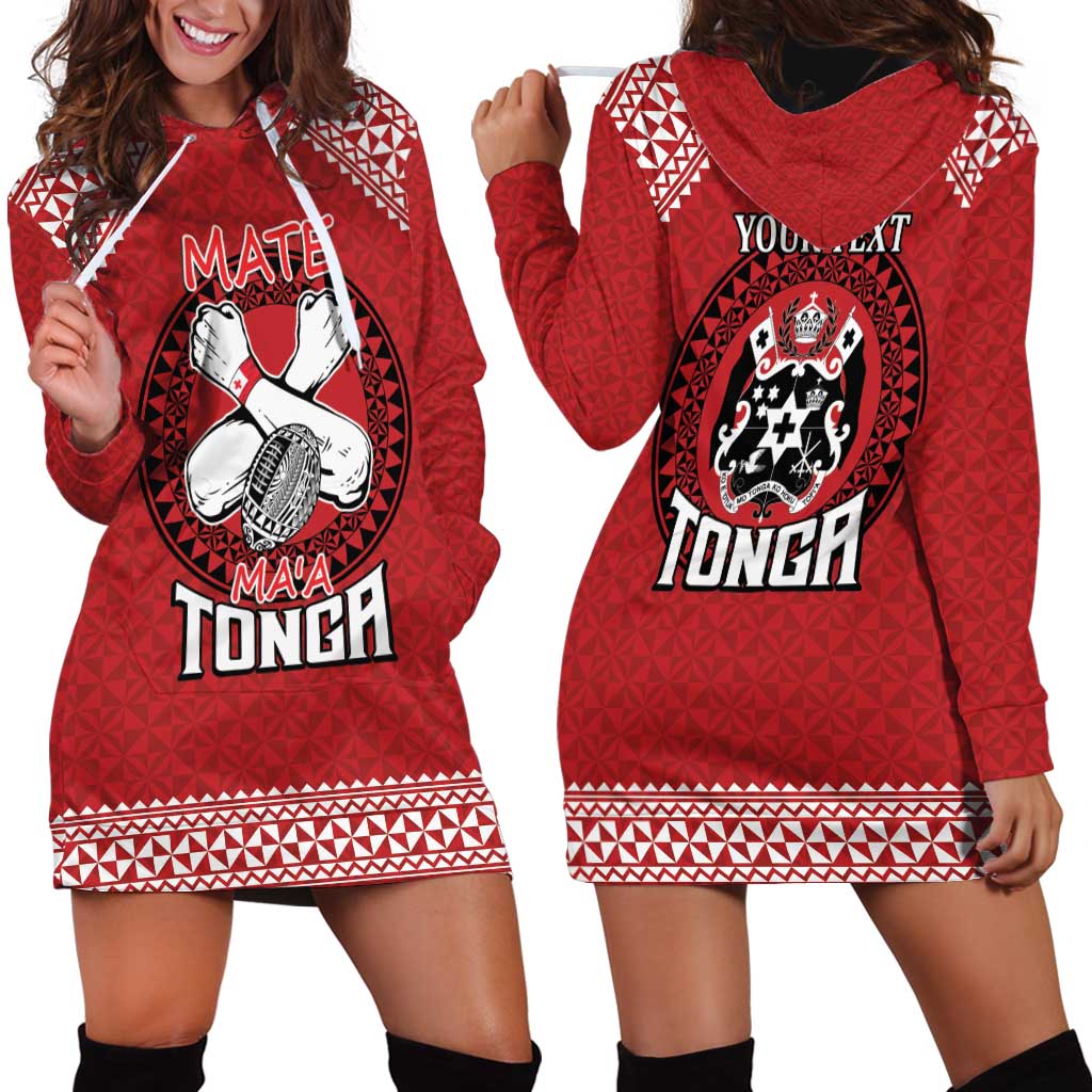 Tonga Rugby XIII Custom Hoodie Dress Mate Ma'a Tonga with Ngatu Pattern LT9 - Polynesian Pride