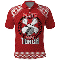 Tonga Rugby XIII Custom Polo Shirt Mate Ma'a Tonga with Ngatu Pattern LT9 Red - Polynesian Pride