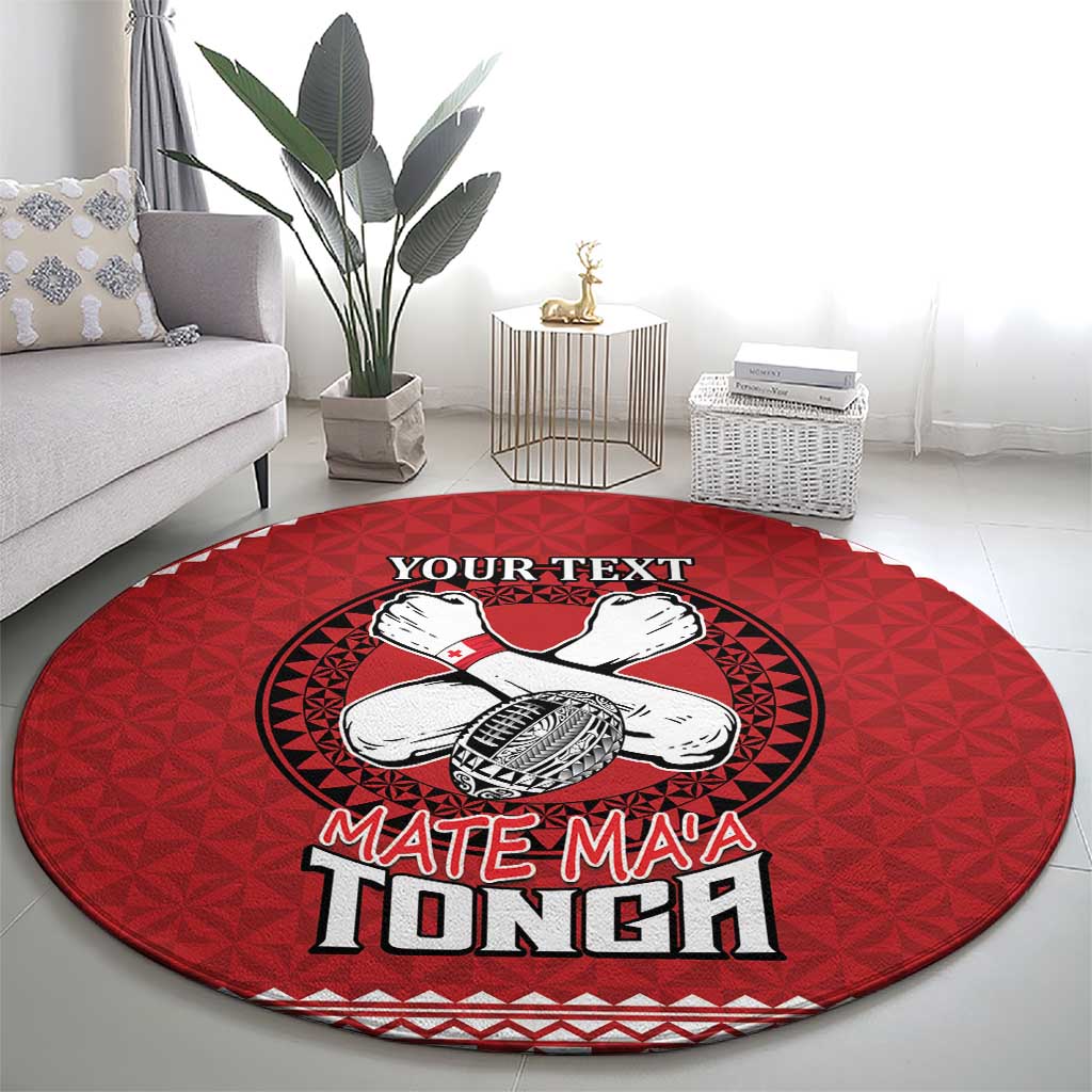 Tonga Rugby XIII Custom Round Carpet Mate Ma'a Tonga with Ngatu Pattern
