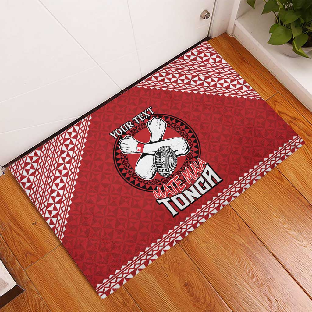 Tonga Rugby XIII Custom Rubber Doormat Mate Ma'a Tonga with Ngatu Pattern