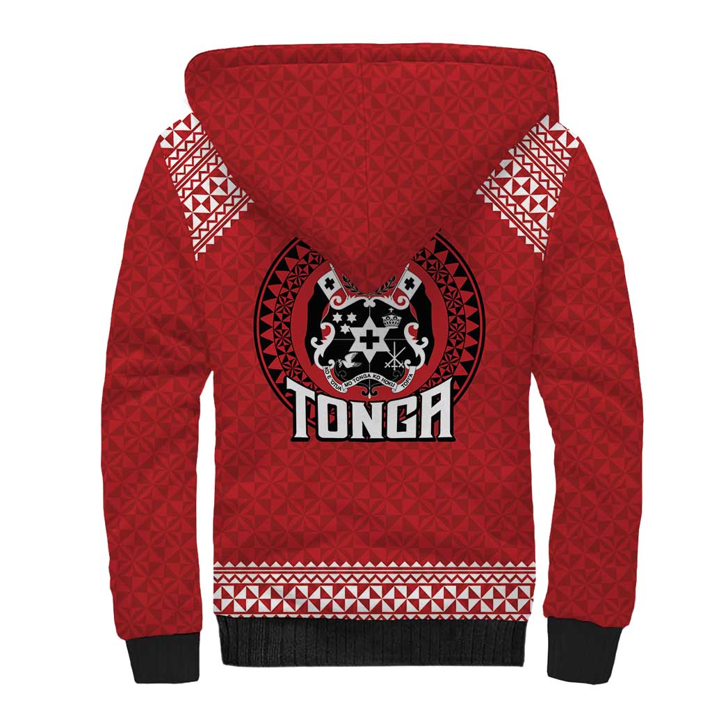 Tonga Rugby XIII Custom Sherpa Hoodie Mate Ma'a Tonga with Ngatu Pattern LT9 - Polynesian Pride