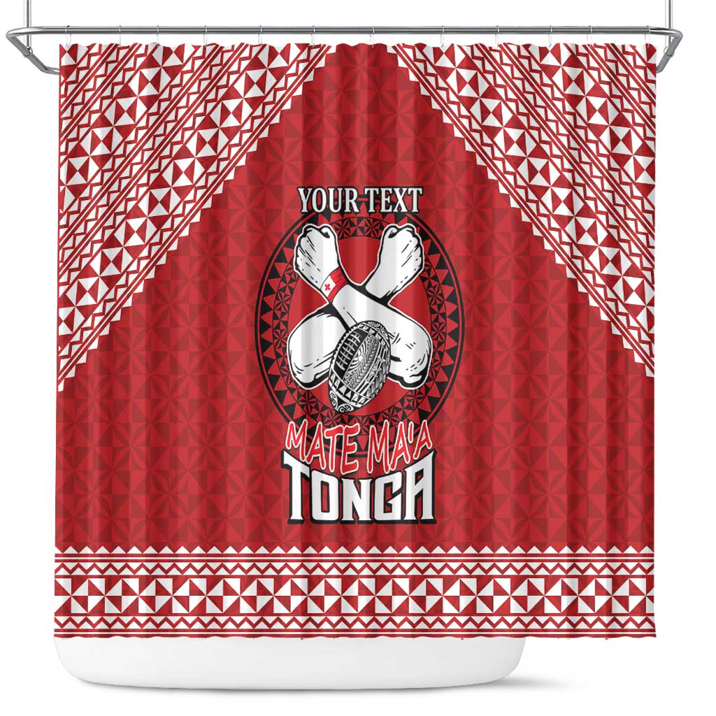 Tonga Rugby XIII Custom Shower Curtain Mate Ma'a Tonga with Ngatu Pattern