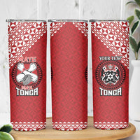 Tonga Rugby XIII Custom Skinny Tumbler Mate Ma'a Tonga with Ngatu Pattern