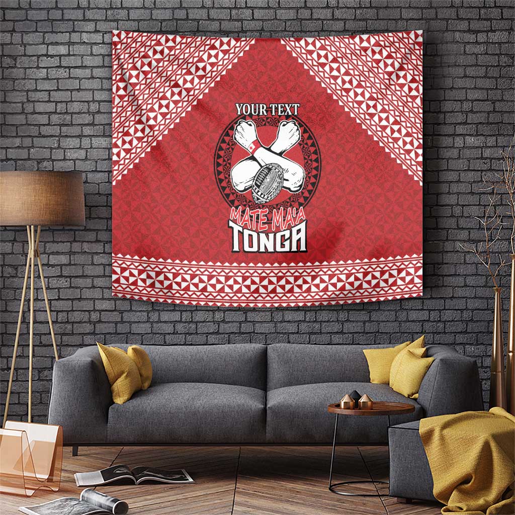 Tonga Rugby XIII Custom Tapestry Mate Ma'a Tonga with Ngatu Pattern