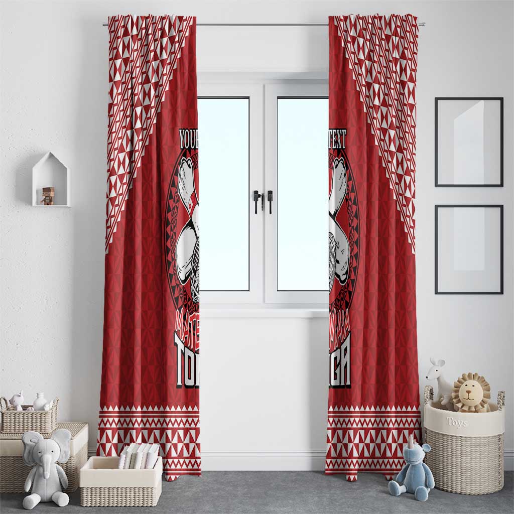 Tonga Rugby XIII Custom Window Curtain Mate Ma'a Tonga with Ngatu Pattern
