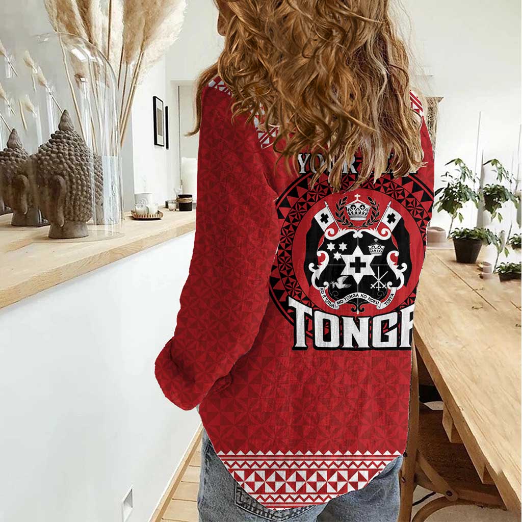 Tonga Rugby XIII Custom Women Casual Shirt Mate Ma'a Tonga with Ngatu Pattern