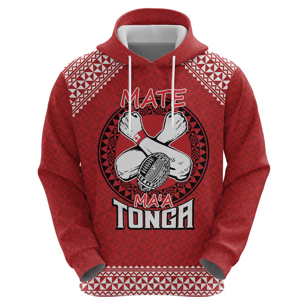 Tonga Rugby XIII Custom Zip Hoodie Mate Ma'a Tonga with Ngatu Pattern LT9 - Polynesian Pride