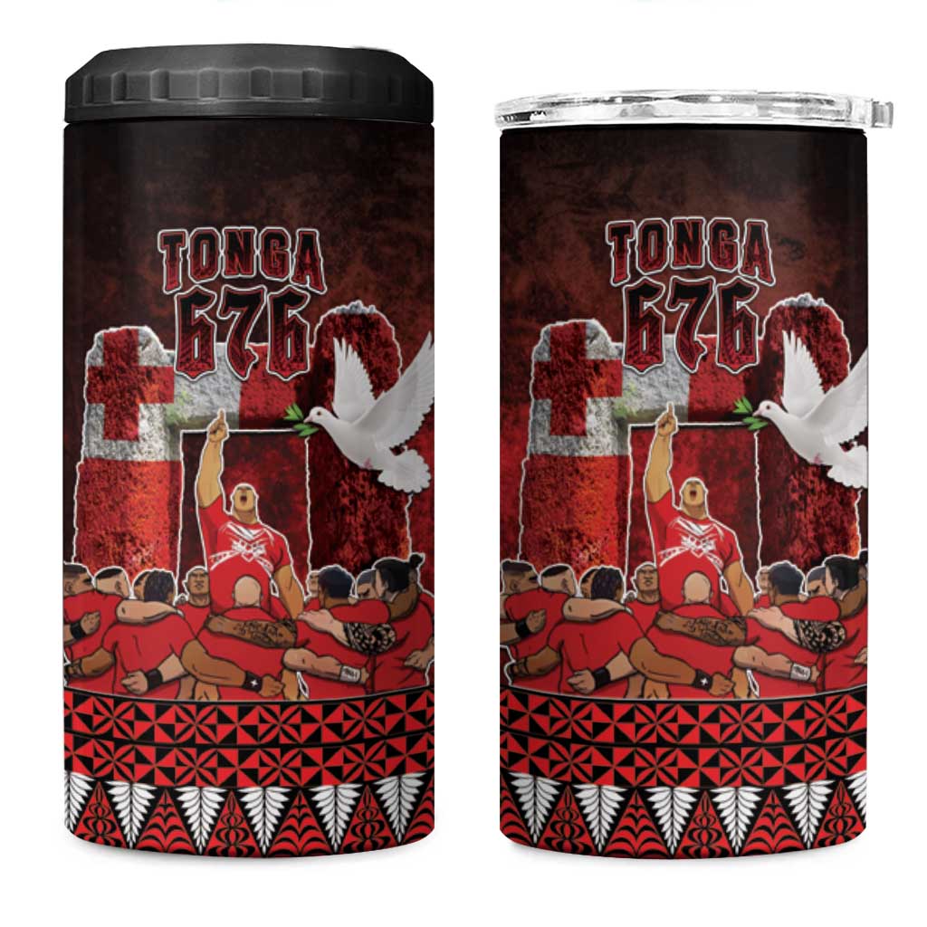 Custom Tonga 676 Haʻamonga ʻa Maui 4 in 1 Can Cooler Tumbler Tongan Sipi Tau Unique Dance