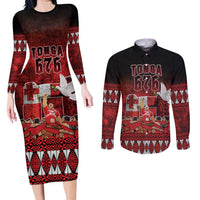 Custom Tonga 676 Haʻamonga ʻa Maui Couples Matching Long Sleeve Bodycon Dress and Long Sleeve Button Shirt Tongan Sipi Tau Unique Dance