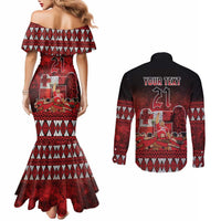 Custom Tonga 676 Haʻamonga ʻa Maui Couples Matching Mermaid Dress and Long Sleeve Button Shirt Tongan Sipi Tau Unique Dance