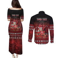 Custom Tonga 676 Haʻamonga ʻa Maui Couples Matching Puletasi and Long Sleeve Button Shirt Tongan Sipi Tau Unique Dance