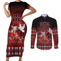 Custom Tonga 676 Haʻamonga ʻa Maui Couples Matching Short Sleeve Bodycon Dress and Long Sleeve Button Shirt Tongan Sipi Tau Unique Dance