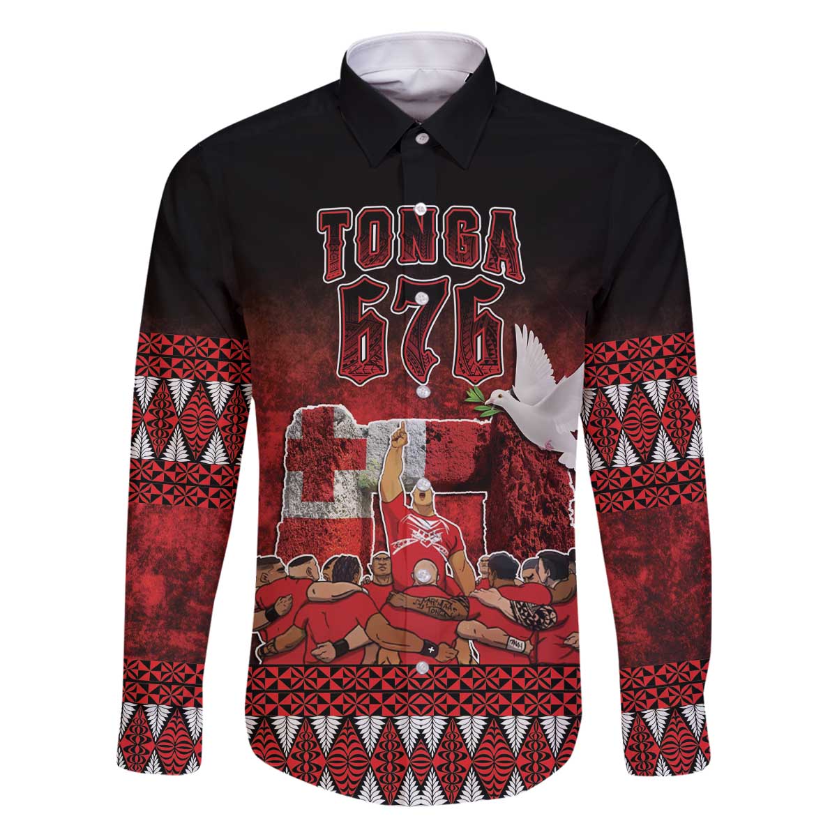 Custom Tonga 676 Haʻamonga ʻa Maui Family Matching Off The Shoulder Long Sleeve Dress and Hawaiian Shirt Tongan Sipi Tau Unique Dance