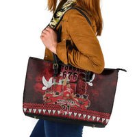 Custom Tonga 676 Haamonga a Maui Leather Tote Bag Tongan Sipi Tau Unique Dance LT9 Red - Polynesian Pride