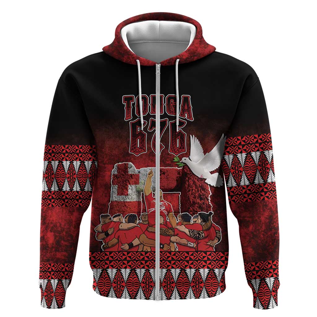 Custom Tonga 676 Haʻamonga ʻa Maui Zip Hoodie Tongan Sipi Tau Unique Dance