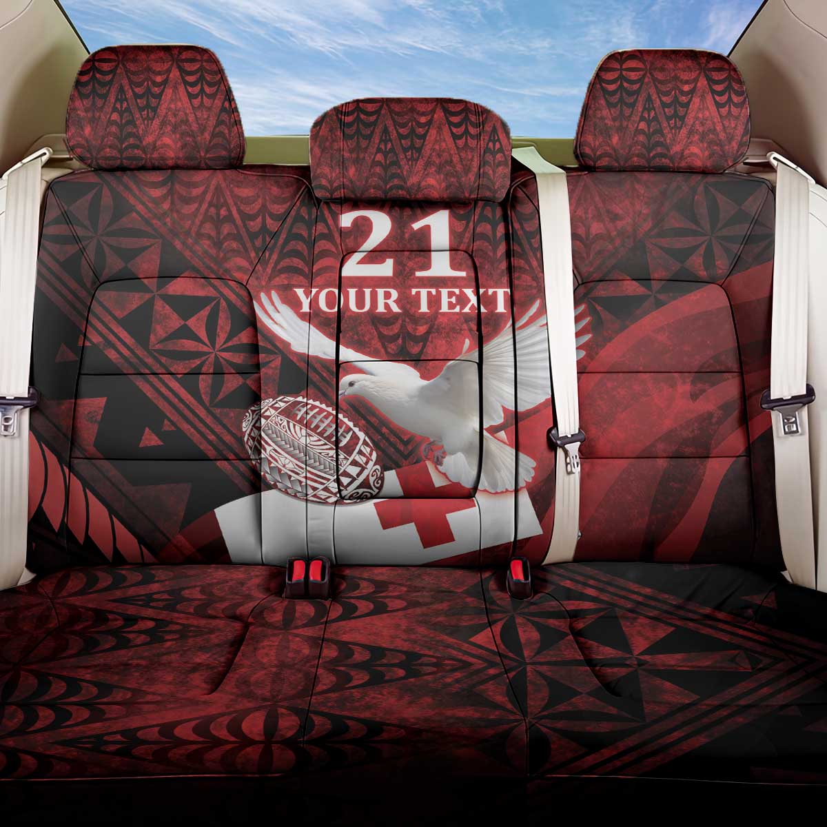 Custom Tonga XIII Rugby Tribal Tattoo Back Car Seat Cover Mate Ma'a Tonga Kupesi Ngatu Grunge Style