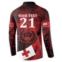 Custom Tonga XIII Rugby Tribal Tattoo Button Sweatshirt Mate Ma'a Tonga Kupesi Ngatu Grunge Style