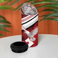 Custom Tonga XIII Rugby Tribal Tattoo 4 in 1 Can Cooler Tumbler Mate Ma'a Tonga Kupesi Ngatu Grunge Style