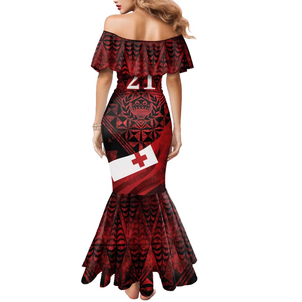 Custom Tonga XIII Rugby Tribal Tattoo Family Matching Mermaid Dress and Hawaiian Shirt Mate Ma'a Tonga Kupesi Ngatu Grunge Style