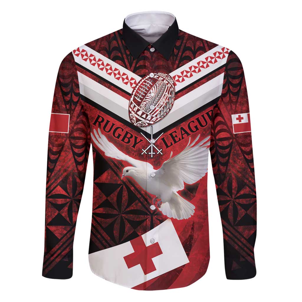 Custom Tonga XIII Rugby Tribal Tattoo Family Matching Puletasi and Hawaiian Shirt Mate Ma'a Tonga Kupesi Ngatu Grunge Style