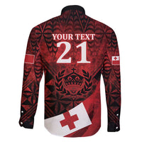 Custom Tonga XIII Rugby Tribal Tattoo Family Matching Puletasi and Hawaiian Shirt Mate Ma'a Tonga Kupesi Ngatu Grunge Style