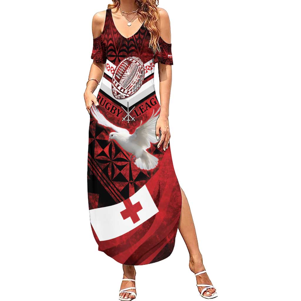 Custom Tonga XIII Rugby Tribal Tattoo Family Matching Summer Maxi Dress and Hawaiian Shirt Mate Ma'a Tonga Kupesi Ngatu Grunge Style