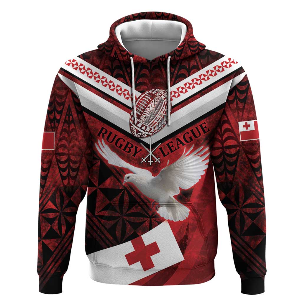 Custom Tonga XIII Rugby Tribal Tattoo Hoodie Mate Ma'a Tonga Kupesi Ngatu Grunge Style