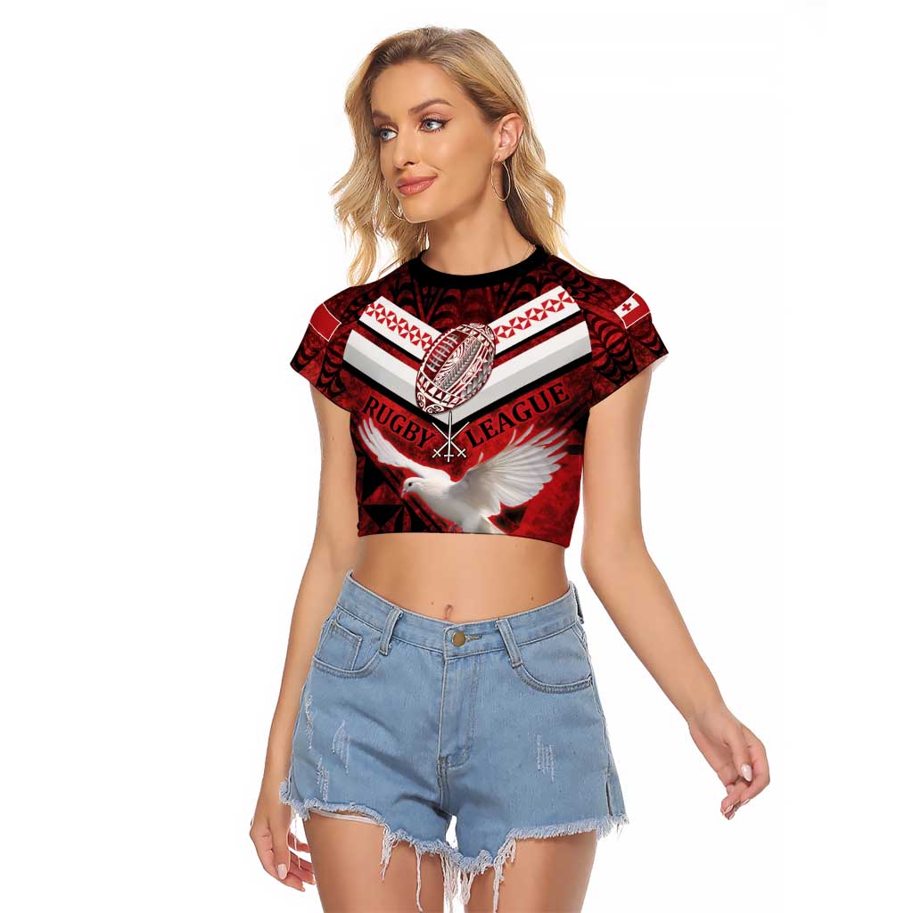 Custom Tonga XIII Rugby Tribal Tattoo Raglan Cropped T Shirt Mate Ma'a Tonga Kupesi Ngatu Grunge Style