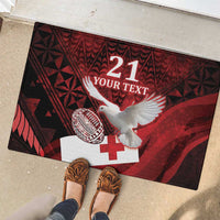 Custom Tonga XIII Rugby Tribal Tattoo Rubber Doormat Mate Ma'a Tonga Kupesi Ngatu Grunge Style