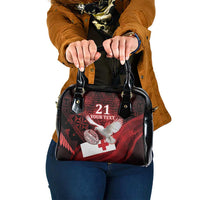 Custom Tonga XIII Rugby Tribal Tattoo Shoulder Handbag Mate Ma'a Tonga Kupesi Ngatu Grunge Style LT9 One Size Red - Polynesian Pride