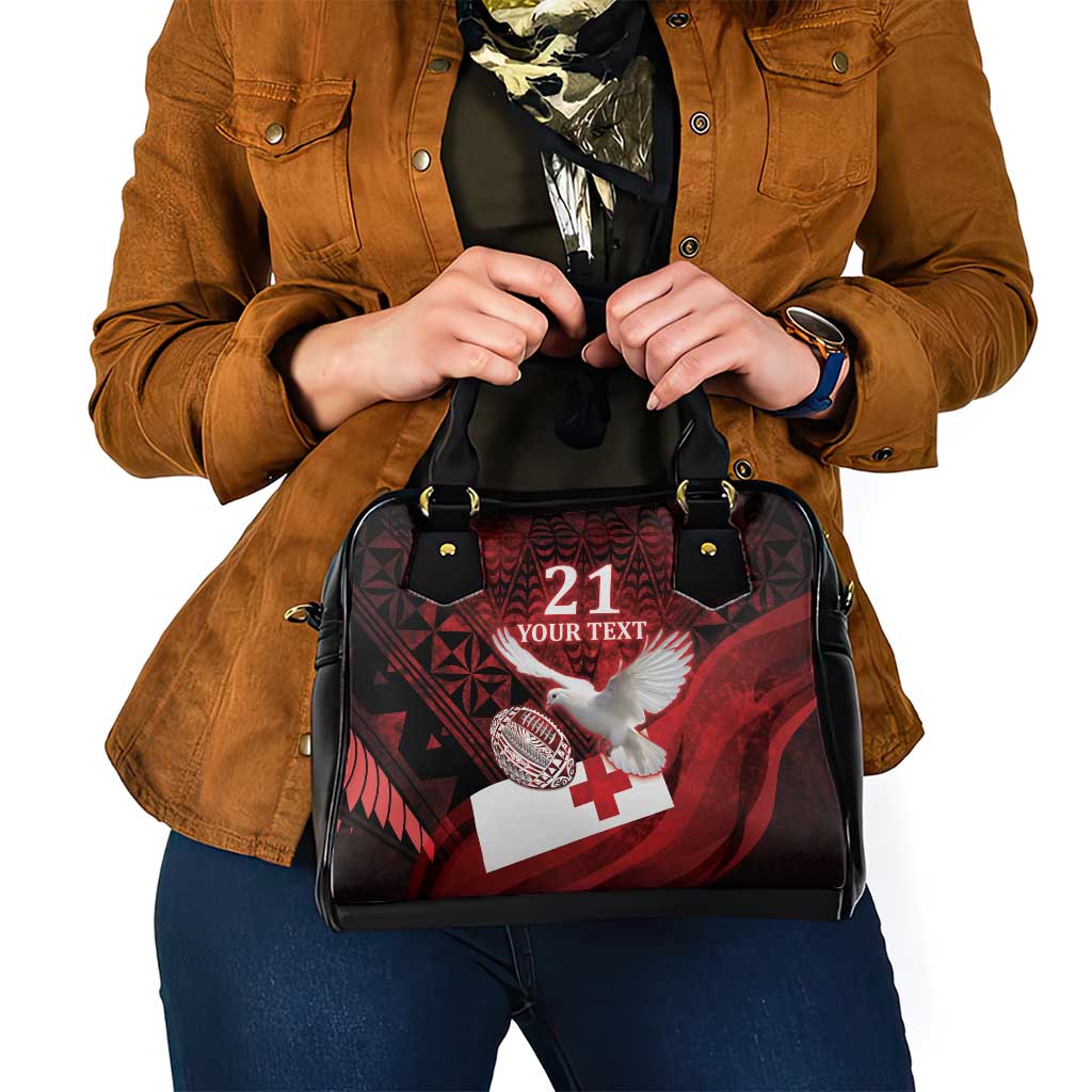 Custom Tonga XIII Rugby Tribal Tattoo Shoulder Handbag Mate Ma'a Tonga Kupesi Ngatu Grunge Style LT9 - Polynesian Pride